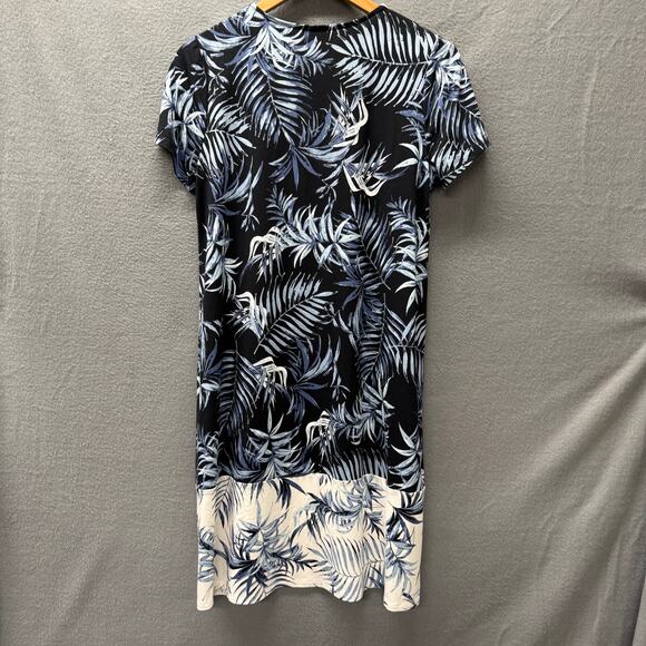 J Jill Dress Womens Small Blue Botanical Coastal Short Sleeve Pullover Stretch - Picture 3 of 7